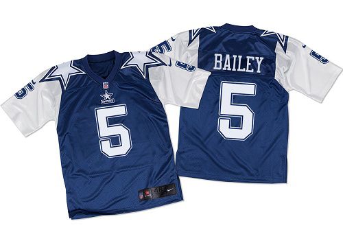 Nike Cowboys #5 Dan Bailey Navy Blue/White Throwback Men's Stitched NFL Elite Jersey - Click Image to Close